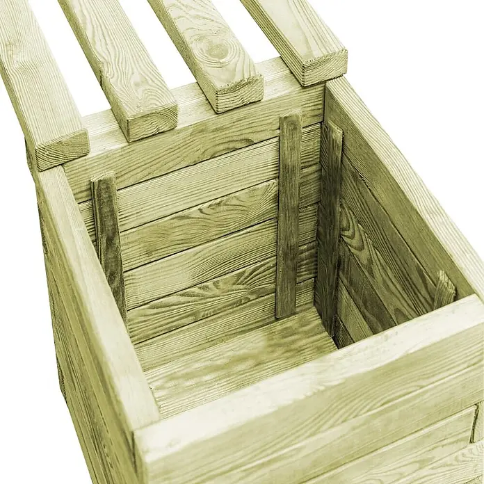 Furnicato Gartenbank Kiefernholz imprägniert - B x T x H: 196 x 40 x 36 cm, Grün - Modulares Hochbeet aus hellgrünem, behandeltem Holz, leer.