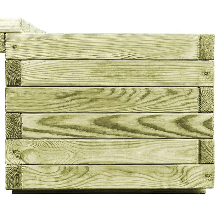 Furnicato Gartenbank Kiefernholz imprägniert - B x T x H: 196 x 40 x 36 cm, Grün - Gestapelte hellgrüne imprägnierte Holzbretter, ideal für Hochbeete oder Beeteinfassungen.