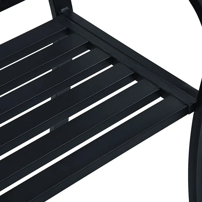 Furnicato Gartenbank Stahl - B x T x H: 125 x 53 x 84 cm, Schwarz - Schwarzes Lattenregal aus Metall, ideal zur Aufbewahrung oder als Sitzfläche.