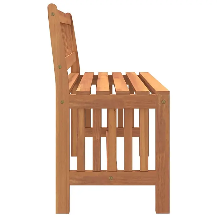 Furnicato Gartenbank Eukalyptusholz geölt - B x T x H: 45 x 110 x 77 cm, Braun - Seitenansicht einer Lattenbank aus hellem Holz für den Garten.