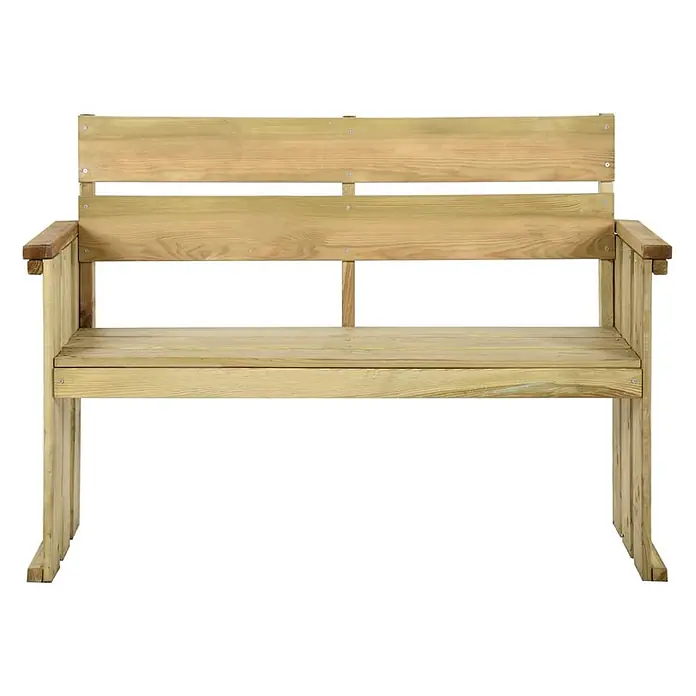 Furnicato Gartenbank Kiefernholz imprägniert - B x T x H: 53 x 121 x 85 cm, Braun - Gartenbank aus behandeltem Holz mit Armlehnen und Lattenrost.