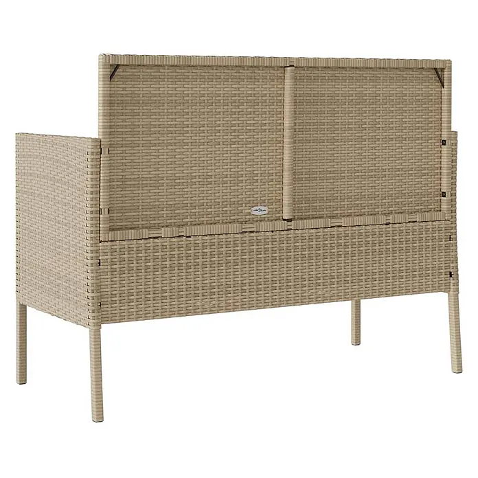 Furnicato Gartenbank - B x T x H: 113 x 61 x 87 cm, Beige und Grau - Hellbraunes Hochbeet aus Polyrattan mit integriertem Rankgitter für Kletterpflanzen.