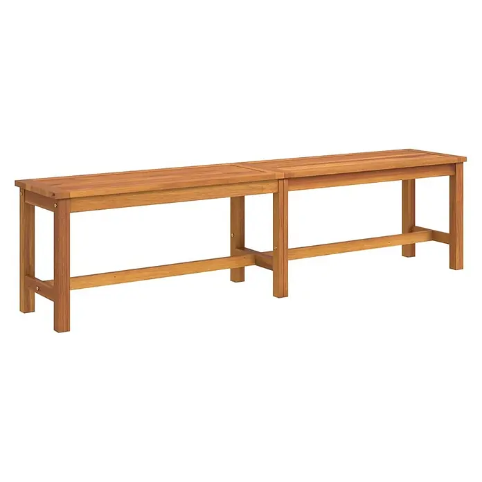 Furnicato Gartenbank Akazien-Massivholz geölt - B x T x H: 35 x 180 x 45 cm, Braun - Lange, hellbraune Holzbank, aus zwei verbundenen Abschnitten.