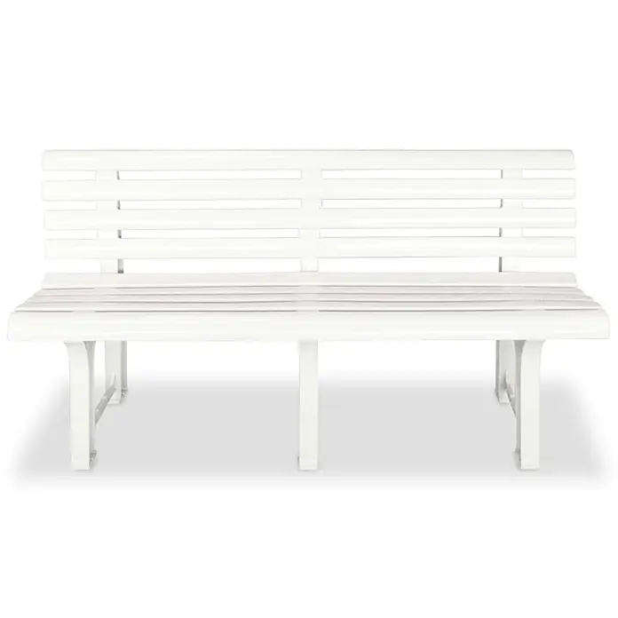 Furnicato Gartenbank Kunststoff - B x T x H: 145,5 x 49 x 74 cm, Weiß - Weiße Lattenbank für den Außenbereich.