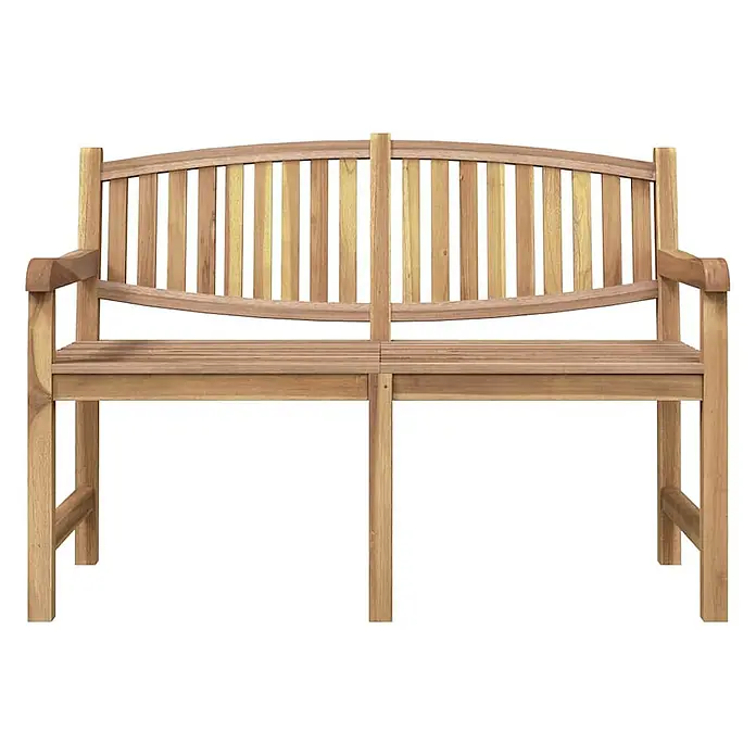 Furnicato Gartenbank Teak-Massivholz - B x T x H: 149,5 x 60 x 90 cm, Braun - Holzgartenbank mit Lattenrückenlehne und Sitzfläche.