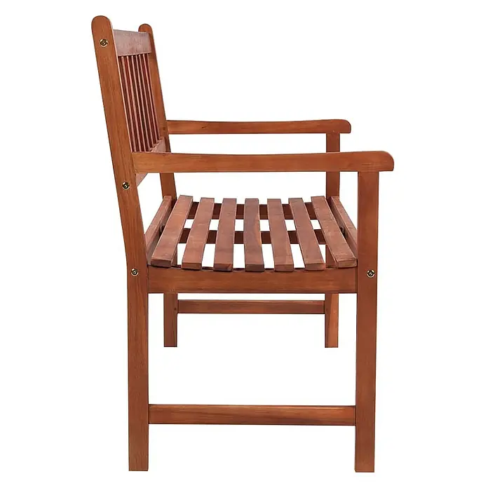 Furnicato Gartenbank Akazienholz geölt - B x T x H: 58 x 120 x 90 cm, Schwarz - Gartenbank aus Holz mit Lattenrückenlehne und Sitzfläche, mit Armlehnen. Naturholzoptik.