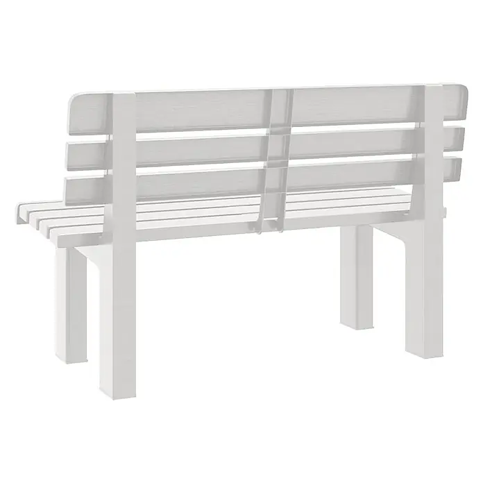 Furnicato Gartenbank Polypropylen - B x T x H: 52 x 110 x 71 cm, Weiß - Rückansicht einer weißen Gartenbank mit Lattenrostsitz und Rückenlehne.