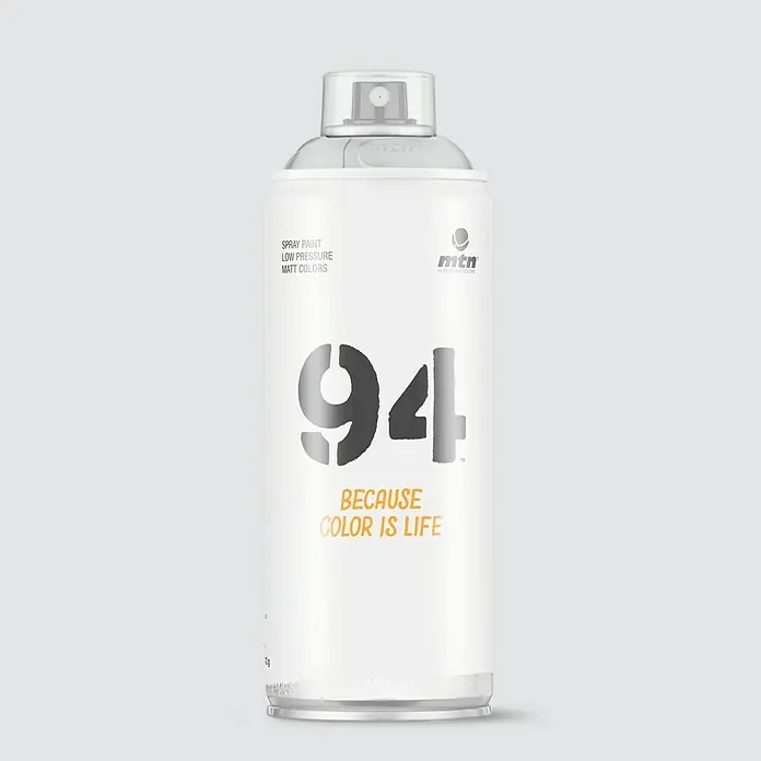 mtn Pintura decorativa en spray 94 - Gris perla, Mate, 400 ml - Bote de spray blanco MTN 94, perfecto para arte de graffiti detallado, con un acabado mate y baja presión para una aplicación precisa.