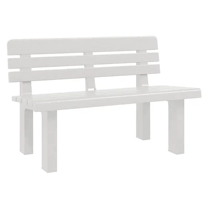 Furnicato Gartenbank Polypropylen - B x T x H: 52 x 110 x 71 cm, Weiß - Weiße Lattenbank aus Kunststoff für den Außenbereich.