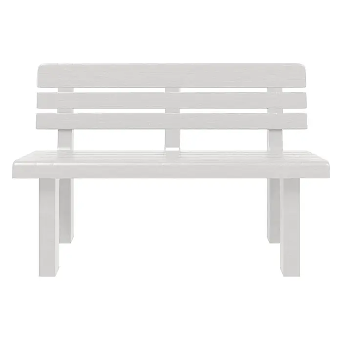 Furnicato Gartenbank Polypropylen - B x T x H: 52 x 110 x 71 cm, Weiß - Weiße Lattenbank mit Rückenlehne.
