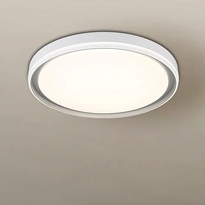 Globo LED-Deckenleuchte rund Janice - 48 W, Ø x H: 500 x 80 mm - Weiße runde LED-Deckenleuchte mit beleuchtetem Diffusor.