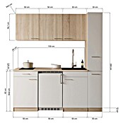 Respekta Küchenzeile Ingrid (Breite: 180 cm, Schwarz, Mit Kochfeld + Kühlschrank) | BAUHAUS