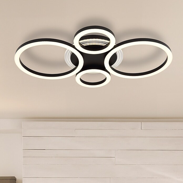 Globo LED stropna svjetiljka  (50 W, D x Š x V: 530 x 355 x 61 mm, Crna) | BAUHAUS