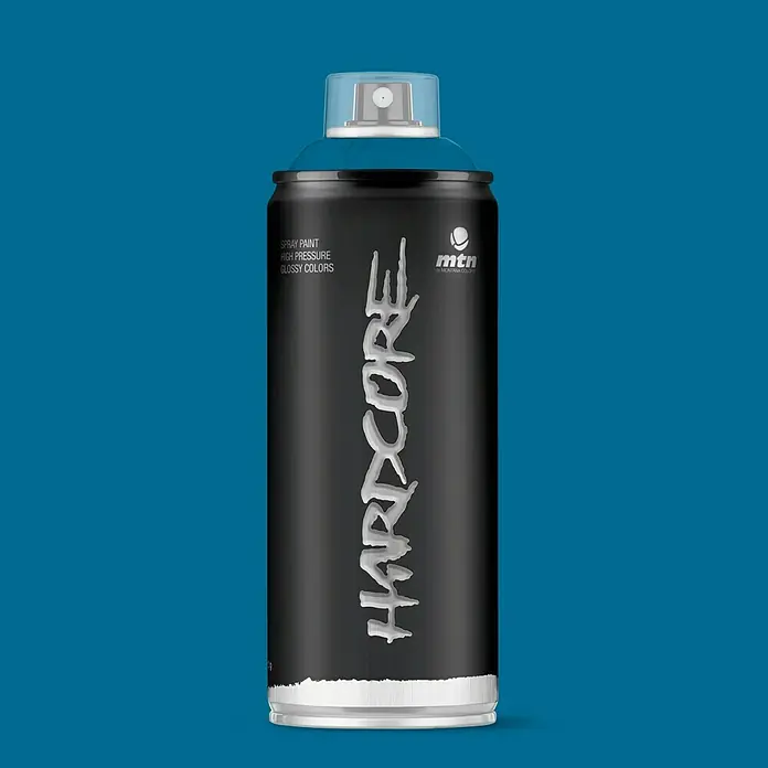 mtn Pintura decorativa en spray Hardcore - Azul oscuro, Brillante, 400 ml - Bote de pintura en aerosol MTN Hardcore negro y azul, ideal para grafiti y arte urbano, con colores brillantes para proyectos creativos.