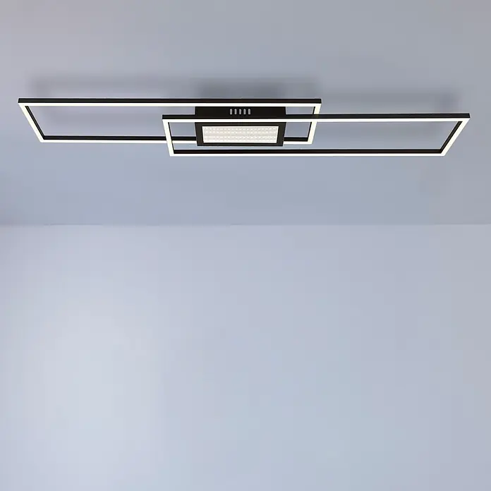 Globo LED-Deckenleuchte Saunders - 42 W, L x B x H: 960 x 196 x 50 mm - Moderne schwarze rechteckige LED-Deckenleuchte mit heller Beleuchtung.
