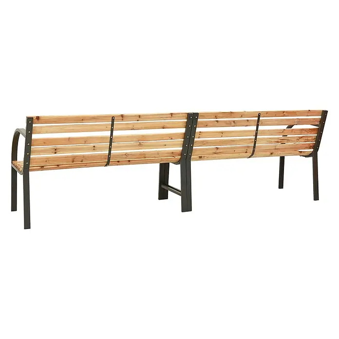 Furnicato Gartenbank Tannen-Massivholz - B x T x H: 225 x 54 x 73 cm, Braun - Lange Parkbank mit hellen Holzlatten und dunklem Metallrahmen.