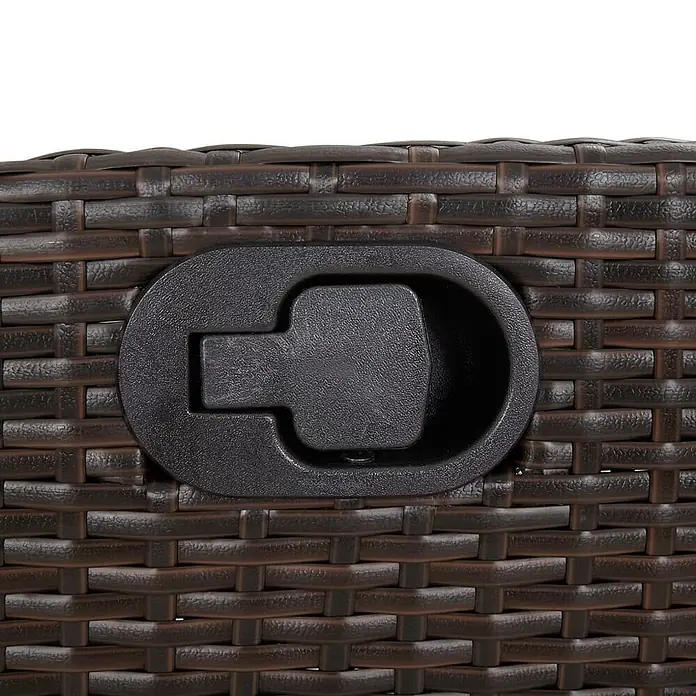 Furnicato Gartenbank PE-Rattan - B x T x H: 105 x 86 x 83 cm, Braun - Schwarzer Kunststoff-Liegehebel in braunen Rattanmöbeln.