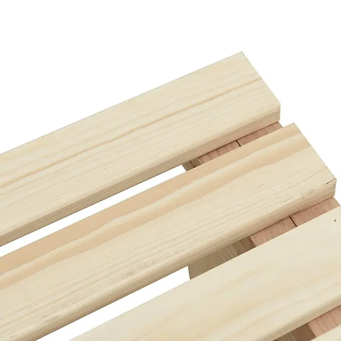 Furnicato Gartenbank Tannen-Massivholz - B x T x H: 115 x 28 x 39,5 cm, Braun - Helle Latten aus Naturkiefernholz, vermutlich für ein Bettgestell.