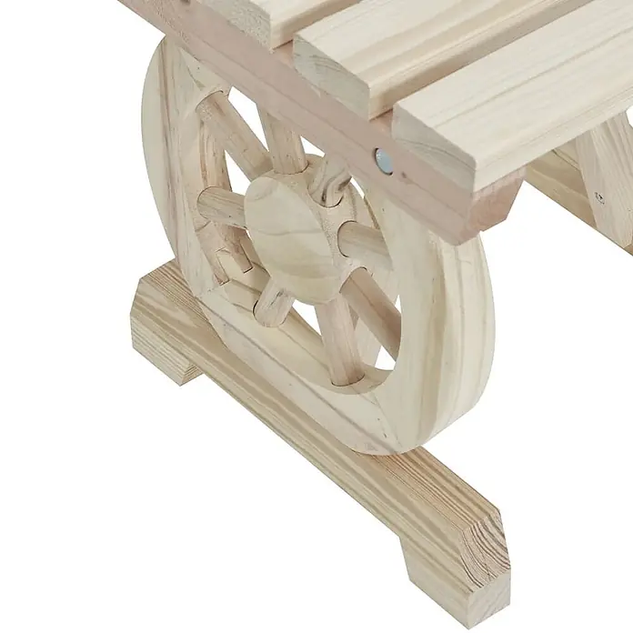 Furnicato Gartenbank Tannen-Massivholz - B x T x H: 115 x 28 x 39,5 cm, Braun - Dekorativer Pflanzwagen aus hellem Holz mit Rad und Lattenaufsatz.