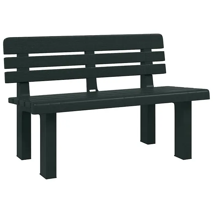 Furnicato Gartenbank Polypropylen - B x T x H: 52 x 110 x 71 cm, Grün - Dunkelgraue Lattenbank für den Außenbereich.