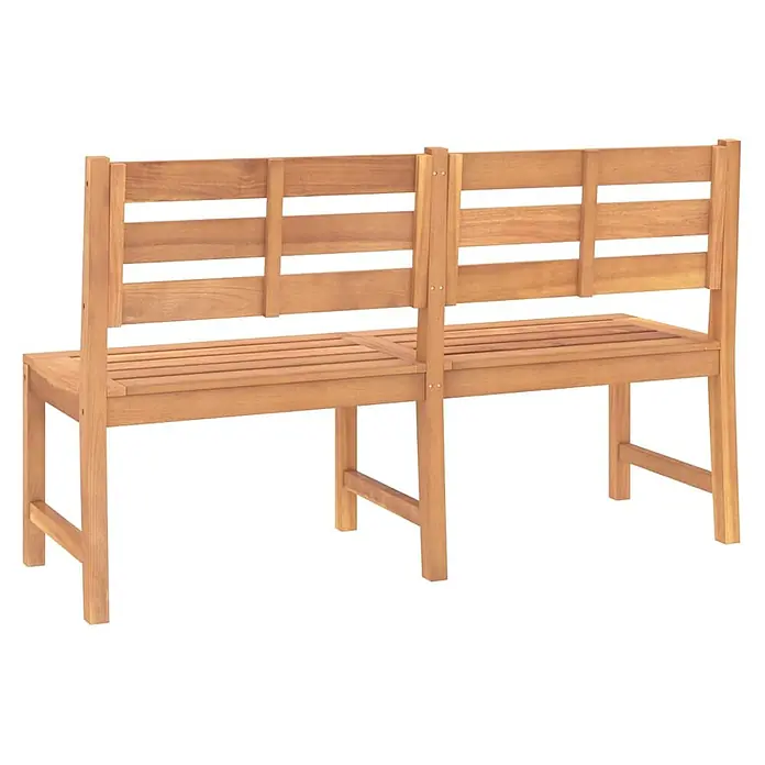 Furnicato Gartenbank Teak-Hartholz lackiert - B x T x H: 150 x 59 x 90 cm, Braun - Hellbraune Holzgartenbank mit Lattenrückenlehne und Sitzfläche.