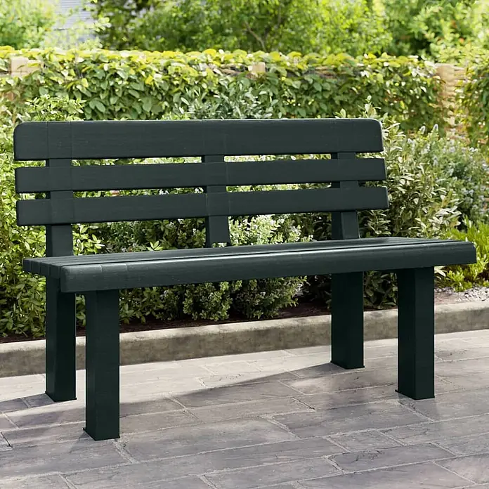 Furnicato Gartenbank Polypropylen - B x T x H: 52 x 110 x 71 cm, Grün - Robuste dunkelgrüne Gartenbank.