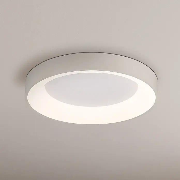 Globo LED-Deckenleuchte rund Gallegos - 48 W, Ø x H: 50 cm x 85 mm - Runde weiße Deckenleuchte mit beleuchtetem Innenring und zentralem Diffusor.