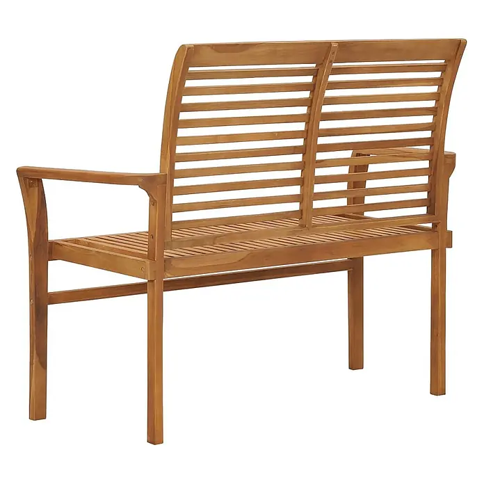 Furnicato Gartenbank Teak-Hartholz - B x T x H: 112 x 55 x 94 cm, Braun - Braune Holzbank mit Lattenrost und Armlehnen für zwei Personen.