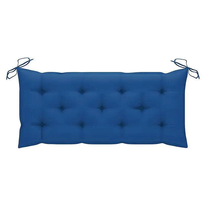 Furnicato Gartenbank - B x T x H: 55 x 120 x 90 cm, Blau - Blaues getuftetes Bankkissen mit Bändern.
