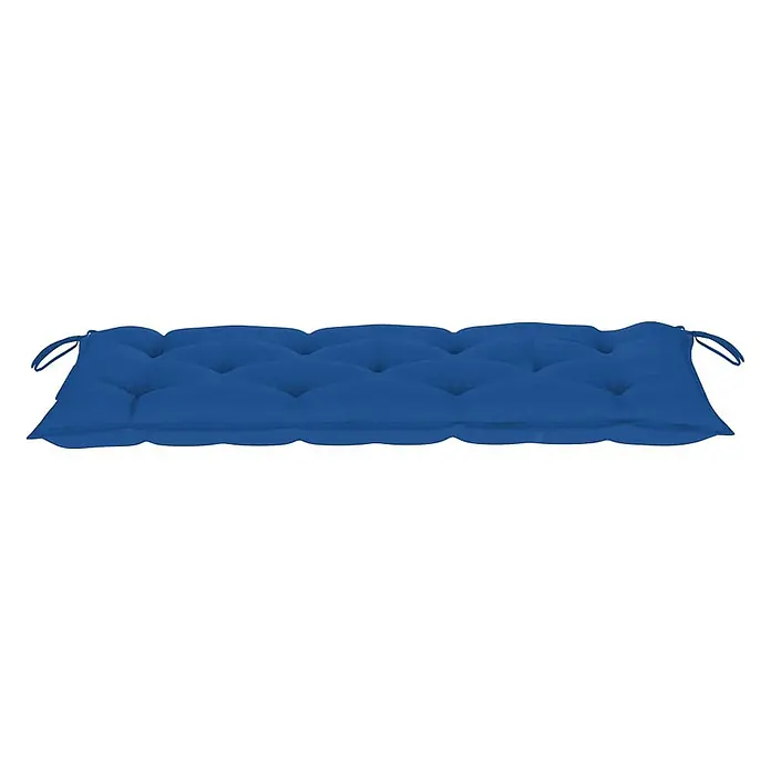 Furnicato Gartenbank - B x T x H: 55 x 120 x 90 cm, Blau - Blaues getuftetes Kissen mit Bändern, passend für Bänke.