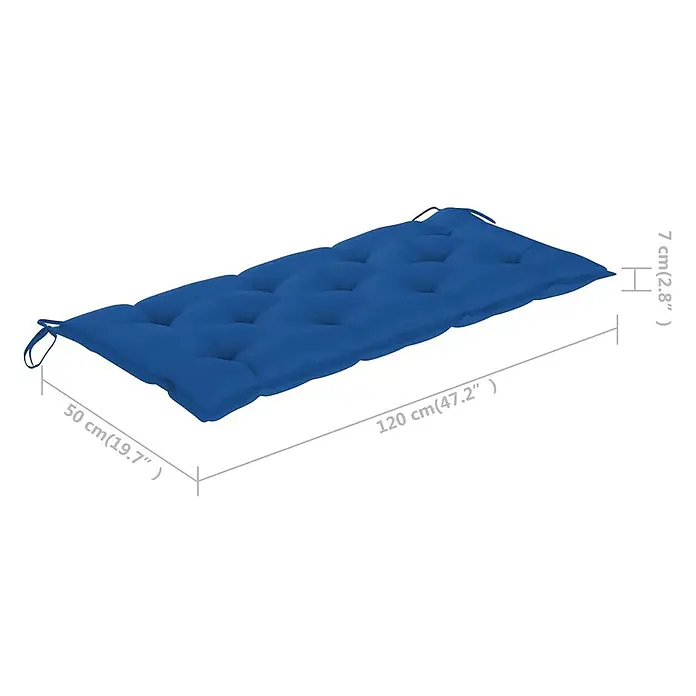Furnicato Gartenbank - B x T x H: 55 x 120 x 90 cm, Blau - Blaues getuftetes rechteckiges Bankkissen mit Bändern, 120x50x7 cm.