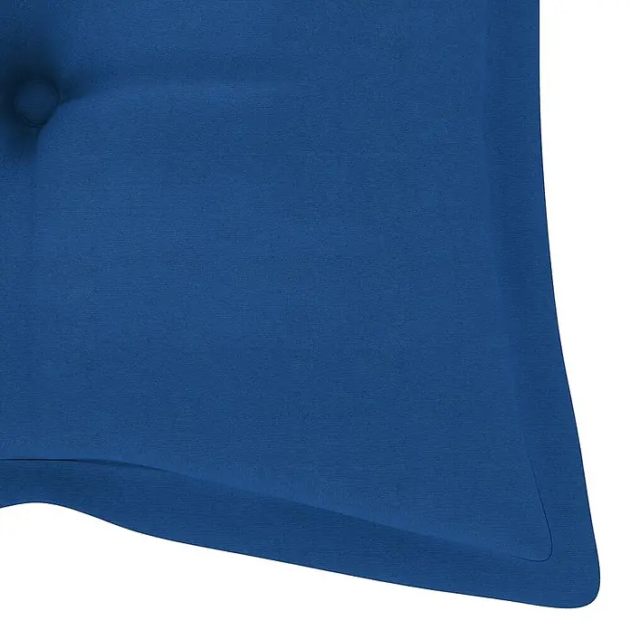 Furnicato Gartenbank - B x T x H: 55 x 120 x 90 cm, Blau - Blaues Stoffkissen mit Knopfheftung, zeigt seine Textiltextur.