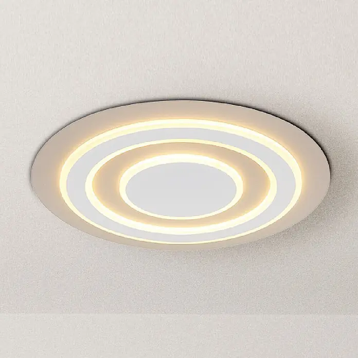 Globo LED-Deckenleuchte rund Jayden - 40 W, Ø x H: 48 x 4,3 cm, Warmweiß - Moderne runde Deckenleuchte mit konzentrischen, warmweiß leuchtenden Ringen.