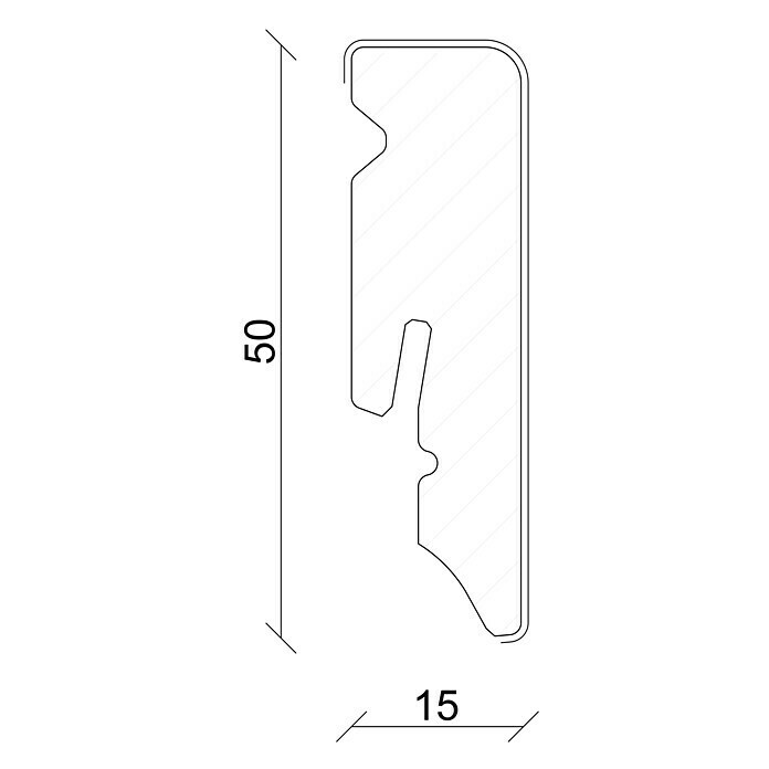 Profiles and more Sockelleiste KU51L Uni Weiß2,4 m x 15 mm x 50 mm, Gerade Unknown