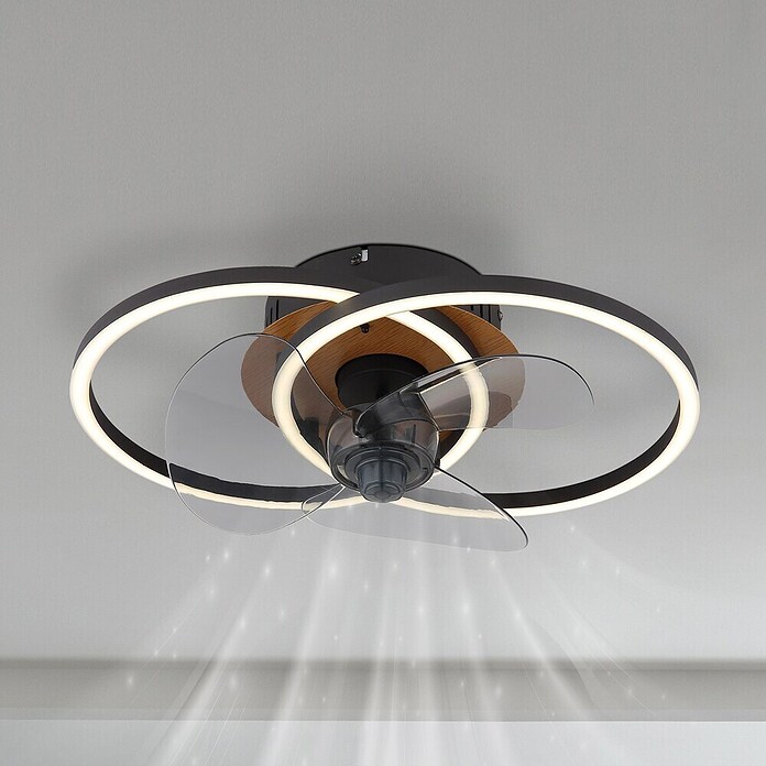 Globo Stropni ventilator s LED rasvjetom Karen  (Crna, 28 mm) | BAUHAUS