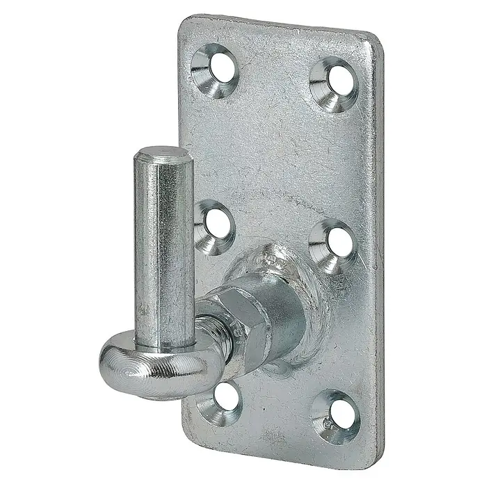Stabilit Kloben - L x B x H: 45 x 40 x 100 mm, Durchmesser Dorn: 16 mm, Verstellbar: 0 mm - 20 mm - Torband aus verzinktem Stahl mit rechteckiger Montageplatte und verstellbarem Türzapfen.
