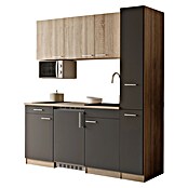 Respekta Küchenzeile Ingrid (Breite: 180 cm, Grau, Mit Kochfeld + Kühlschrank + Mikrowelle) | BAUHAUS