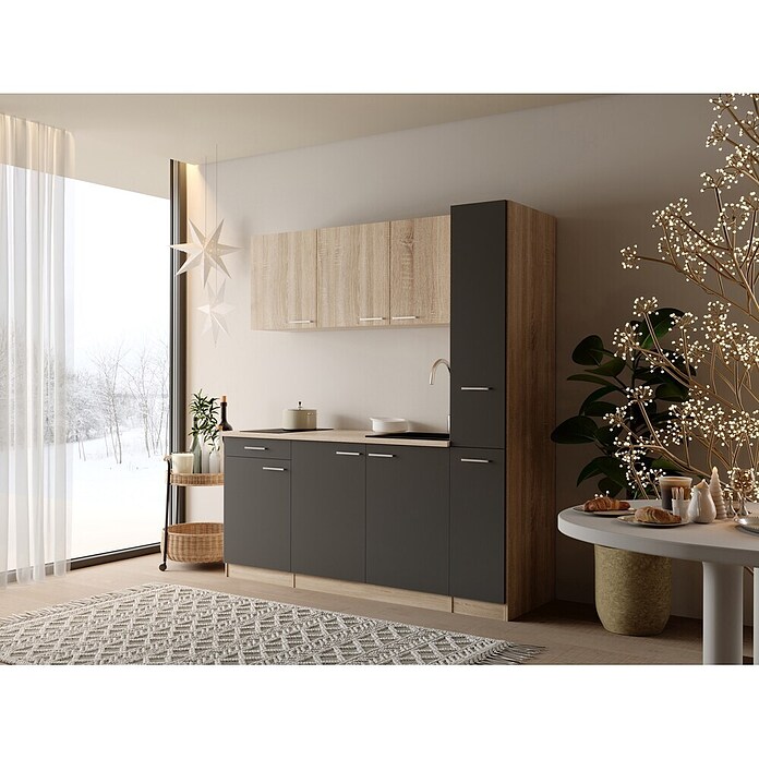 Respekta Küchenzeile Ingrid (Breite: 180 cm, Grau, Mit Kochfeld) | BAUHAUS