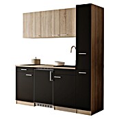 Respekta Küchenzeile Ingrid (Breite: 180 cm, Schwarz, Mit Kochfeld + Kühlschrank) | BAUHAUS