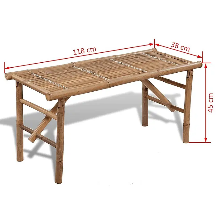 Furnicato Gartenbank - Braun - Natur-Bambusbank, klappbar, Maße 118 x 38 x 45 cm.