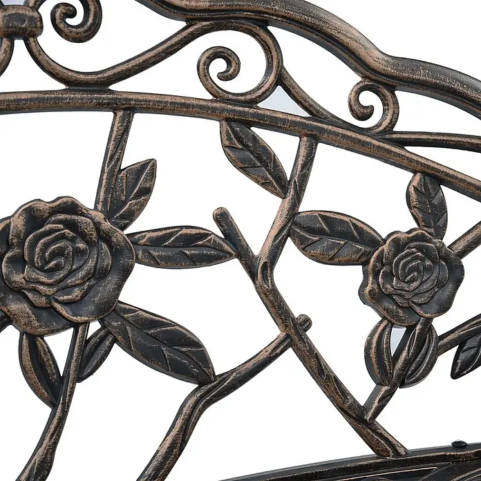 Furnicato Gartenbank Aluminiumguss Bronzefarben - B x T x H: 54 x 100 x 80 cm, Bronzefarben - Gussmetallverzierung in Bronzeoptik mit Rosen- und Rankenmotiv, für Gartenmöbel oder Geländer.