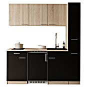 Respekta Küchenzeile Ingrid (Breite: 180 cm, Schwarz, Mit Kochfeld + Kühlschrank) | BAUHAUS
