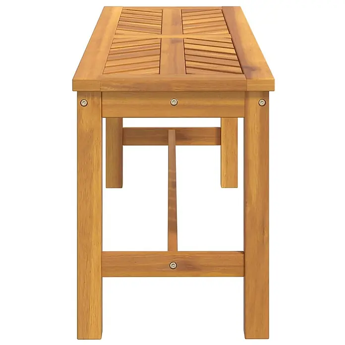 Furnicato Gartenbank Akazien-Massivholz geölt - B x T x H: 110 x 35 x 45 cm, Braun - Massivholz-Gartenbank mit Lattenrostplatte, hellbraun, Seitenansicht.