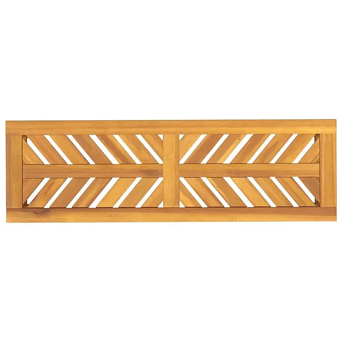Furnicato Gartenbank Akazien-Massivholz geölt - B x T x H: 110 x 35 x 45 cm, Braun - Hellbraune Holzgitterplatte mit diagonalem Lamellendesign und zentralem Kreuzmuster, ideal als Sichtschutz.