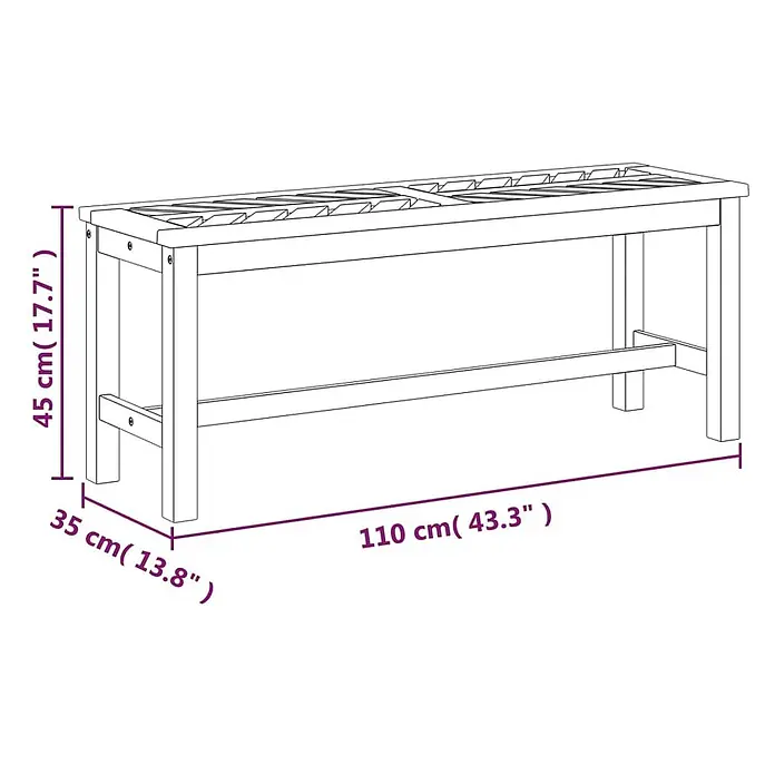 Furnicato Gartenbank Akazien-Massivholz geölt - B x T x H: 110 x 35 x 45 cm, Braun - Hölzerne Pflanzbank mit den Maßen: 110 cm Länge, 35 cm Breite, 45 cm Höhe.