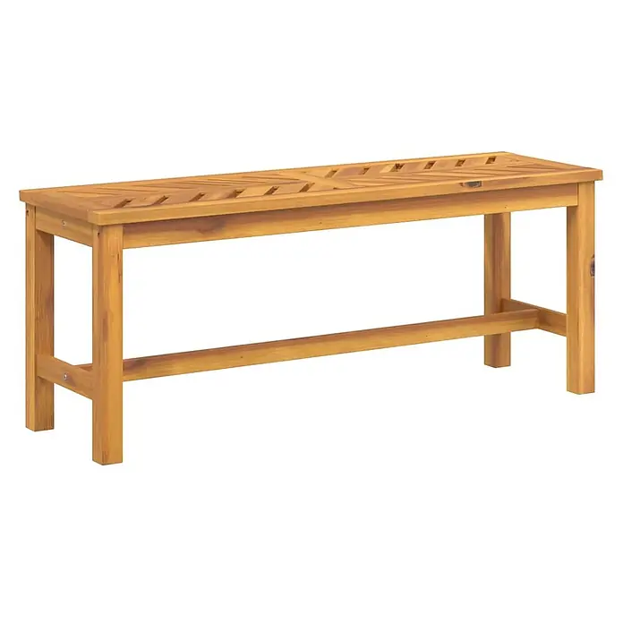 Furnicato Gartenbank Akazien-Massivholz geölt - B x T x H: 110 x 35 x 45 cm, Braun - Helle braune Holzbank mit einer Lattenauflage und dekorativem Diagonalmuster.