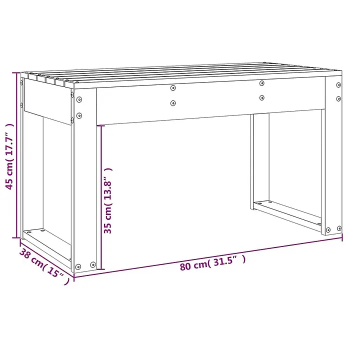Furnicato Gartenbank Kiefernholz-Massivholz - B x T x H: 80 x 38 x 45 cm, Weiße Kiefer - Gartenbank aus Holz mit Lattenrost.