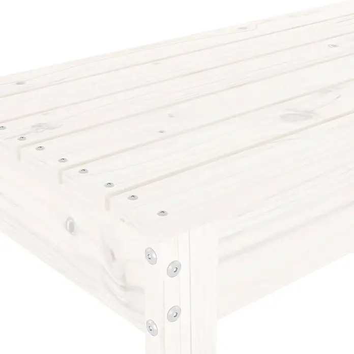 Furnicato Gartenbank Kiefernholz-Massivholz - B x T x H: 80 x 38 x 45 cm, Weiße Kiefer - Lattenrost aus hellem Holz mit sichtbaren Metallbefestigungen.
