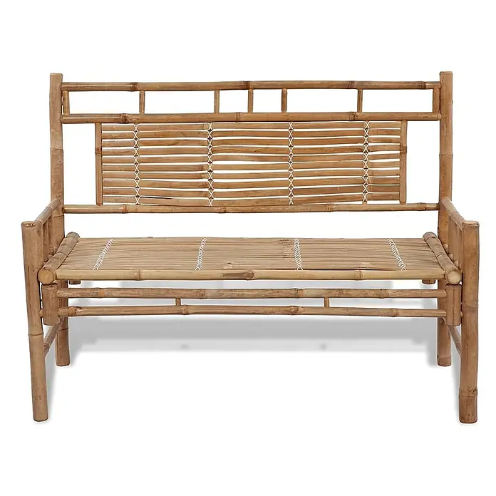Furnicato Gartenbank Bambus - B x T x H: 120 x 55 x 90 cm, Braun - Bambus-Gartenbank mit Lattenrostsitz und Rückenlehne.
