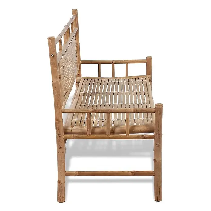 Furnicato Gartenbank Bambus - B x T x H: 120 x 55 x 90 cm, Braun - Natürliche Bambusbank mit Lattenrost-Sitzfläche und Rückenlehne.